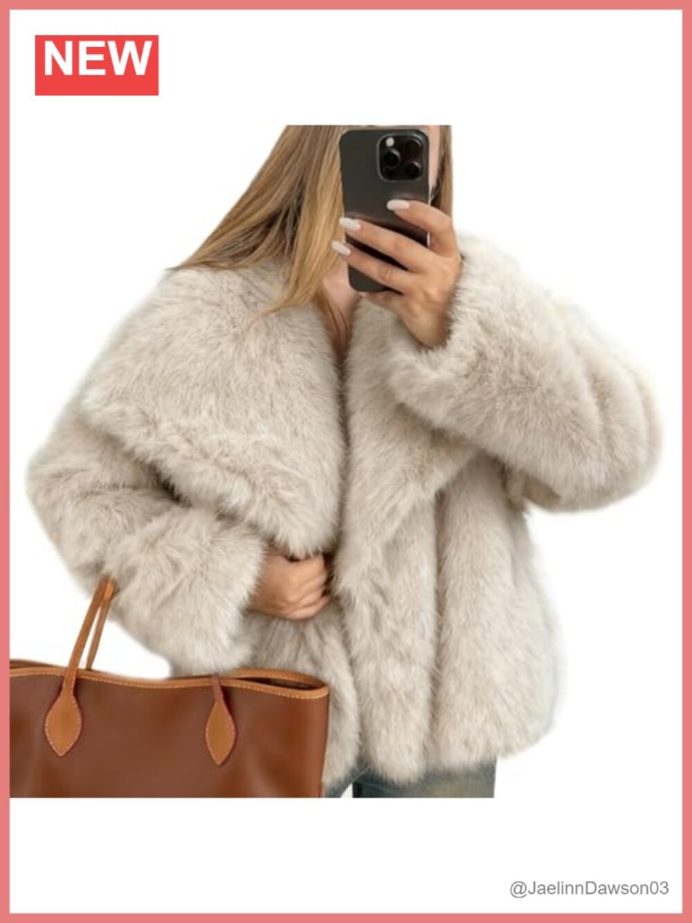 Flygo Women's Fluffy Faux Fur Coat Long Sleeve Cropped Jacket